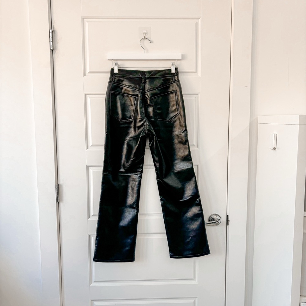 NEW Frame Le Jane cropped stretch-leather straight-leg pants - Picture 8 of 10